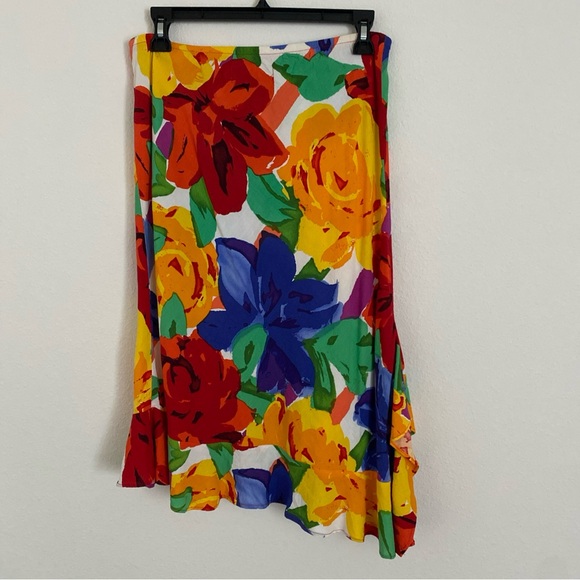 Jams World Women’s Floral Skirt Stretch Waist Bursting Color Medium - Picture 6 of 7